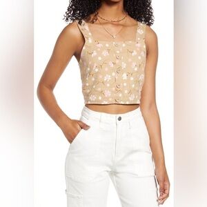 BP pink Sophie floral cropped tank top NEat